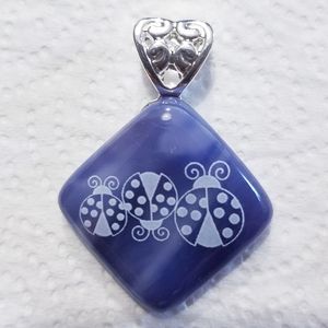 Purple🐞lady bug glass pendant
